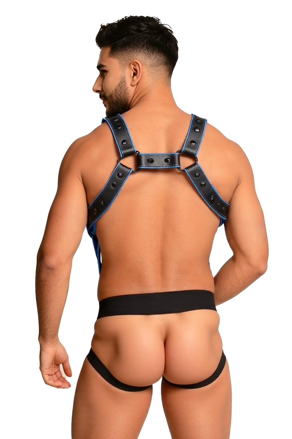 Joylgbt's PU Leather Bondage Style Harness with Adjustable Straps