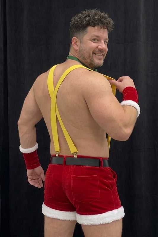 Joylgbt's Men's Festive Santa Suspenders Outfit