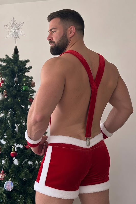 Joy-lgbt Yule Velvet Short & Brace Set — Red