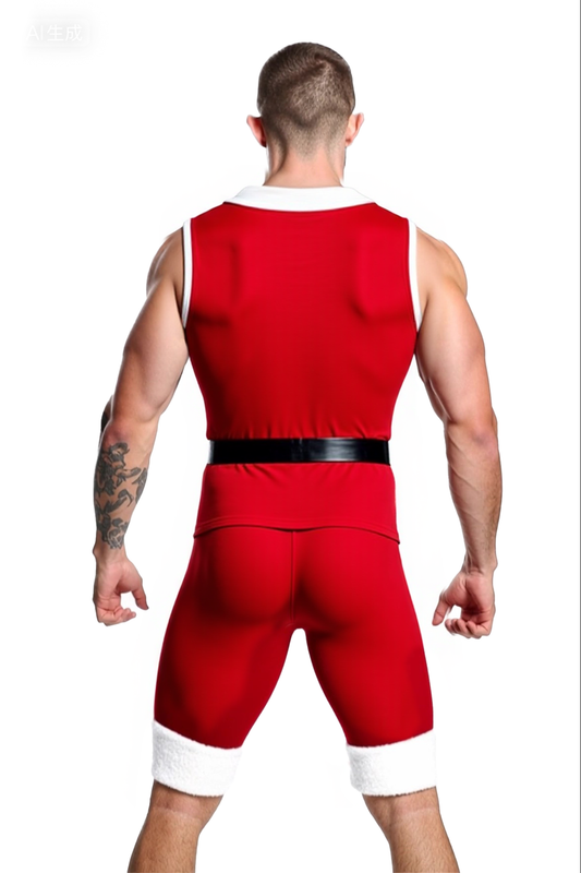Joylgbt's Men's Athletic Santa Costume Tank & Shorts Set