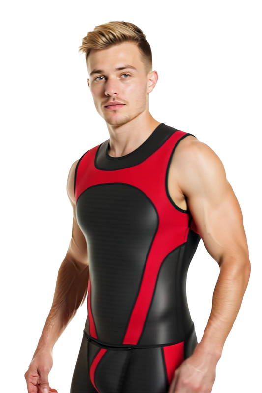 Joylgbt Men's Neoprene Sleeveless Wetsuit Top with Harness Design & Side Zipper