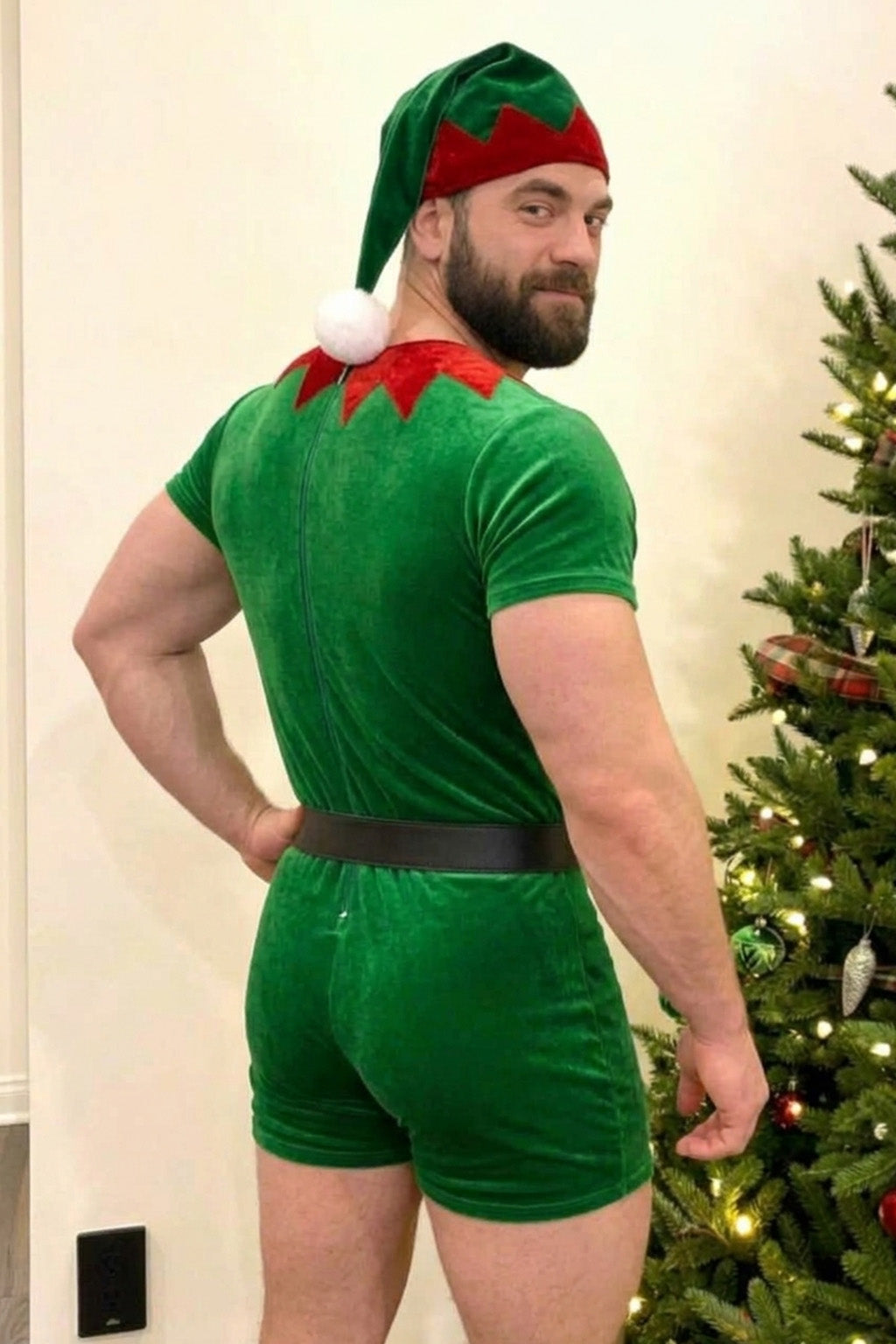 Joy-lgbt Sprite Velvet Elf Romper — Green