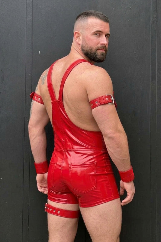 Joy-lgbt Lacquer Gloss Overall Romper — Red