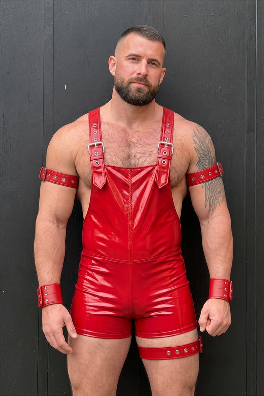 Joy-lgbt Lacquer Gloss Overall Romper — Red