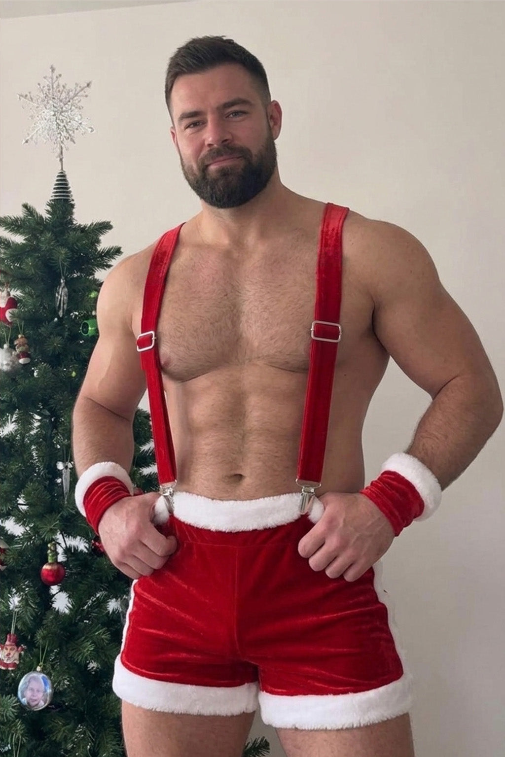 Joy-lgbt Yule Velvet Short & Brace Set — Red