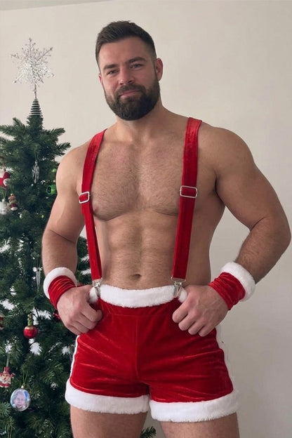 Joy-lgbt Yule Velvet Short & Brace Set — Red