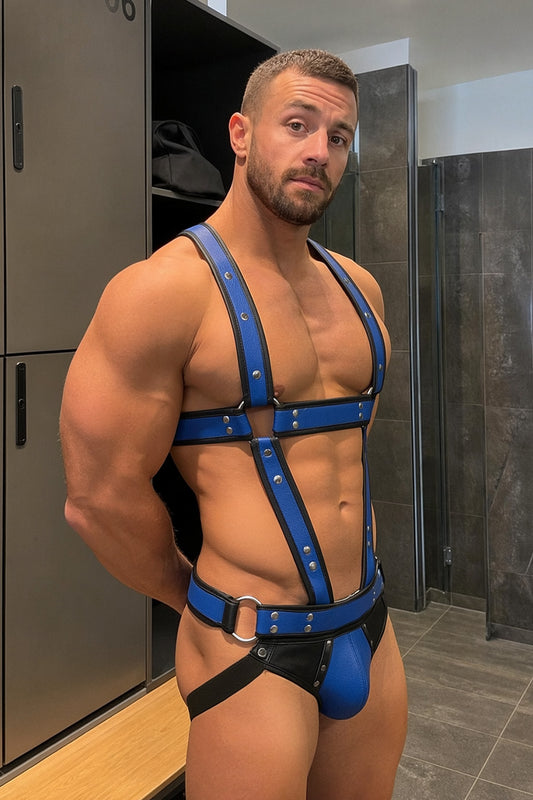 Joy-lgbt Cobalt Full Rig Harness & Jock — Blue