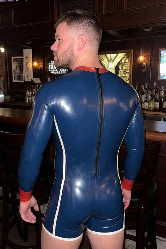 Joy-lgbt Relay Long-Sleeve Zip Romper — Navy & Cream