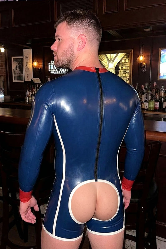 Joy-lgbt Relay Long-Sleeve Zip Romper — Navy & Cream