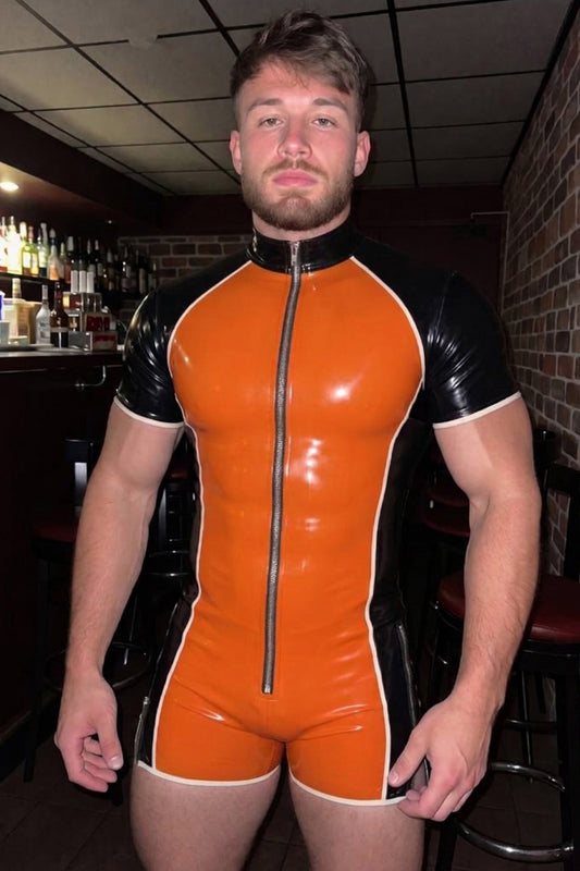 Joy-lgbt Blaze Zip Romper — Orange & Black