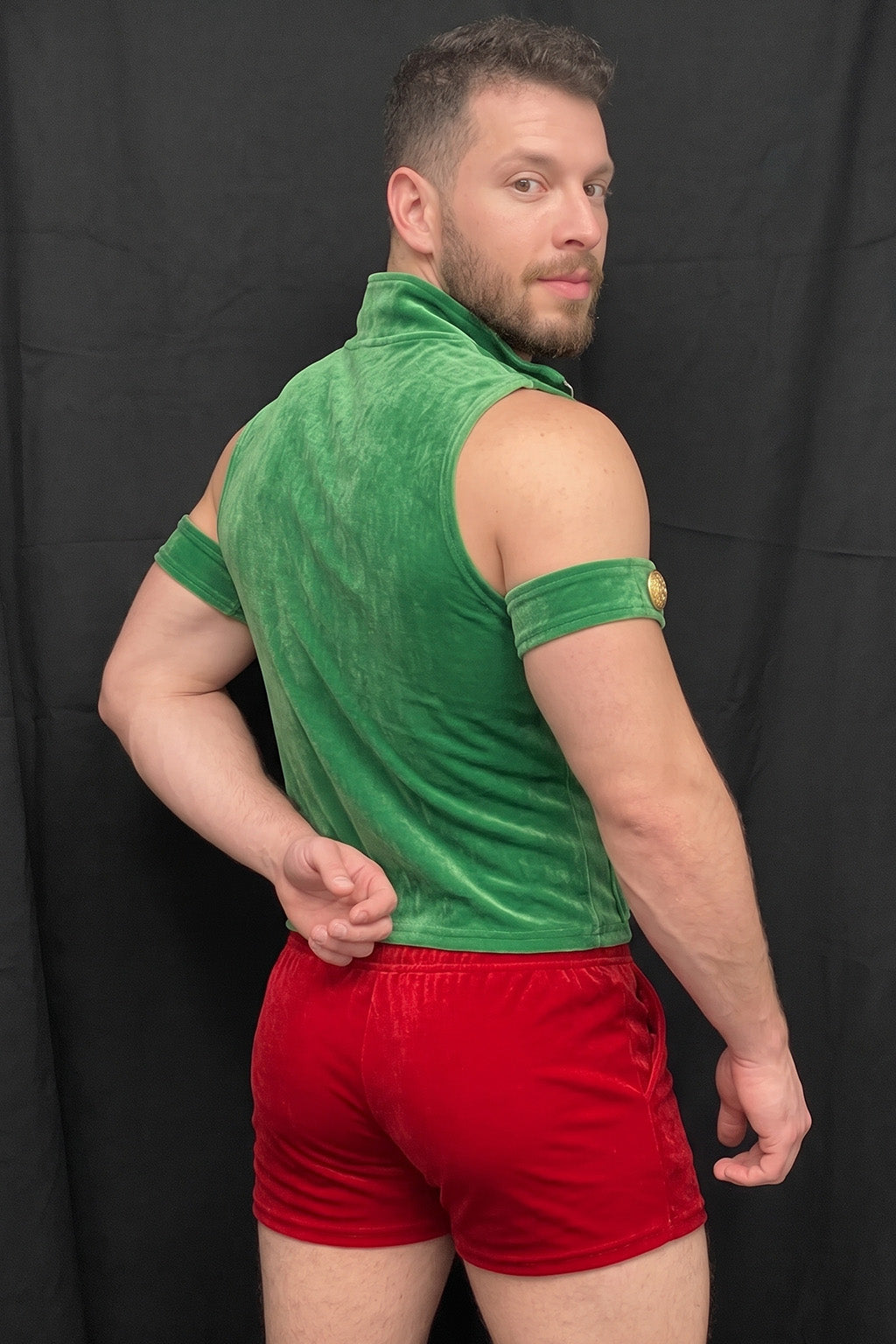 Joy-lgbt Workshop Velvet Vest & Short Set — Green & Red