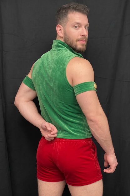 Joy-lgbt Workshop Velvet Vest & Short Set — Green & Red