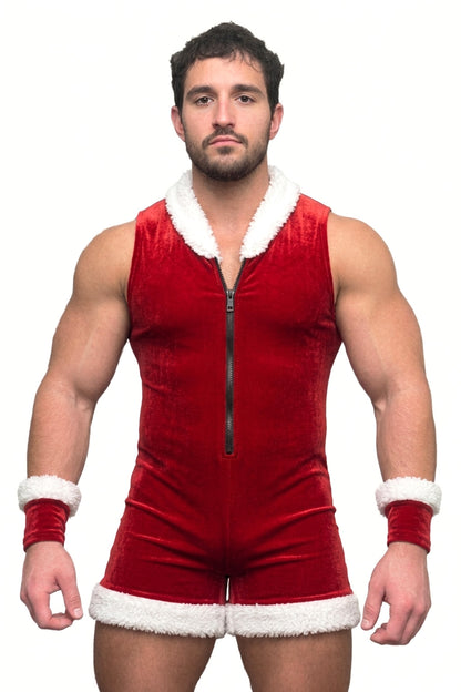 Joy-lgbt Kringle Velvet Zip Romper — Red