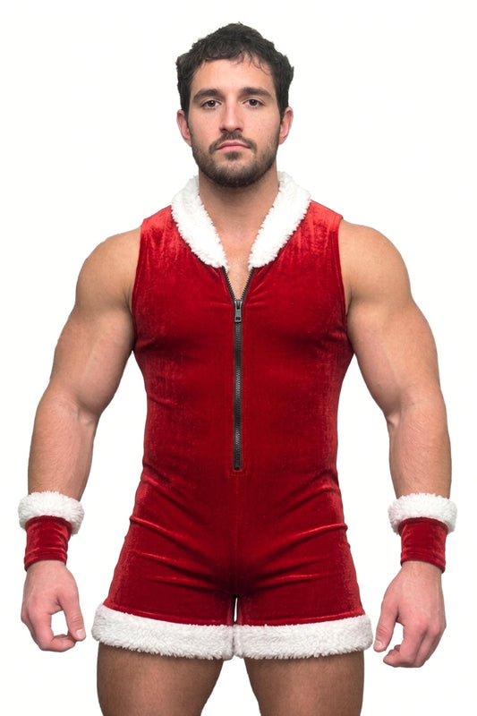 Joy-lgbt Kringle Velvet Zip Romper — Red