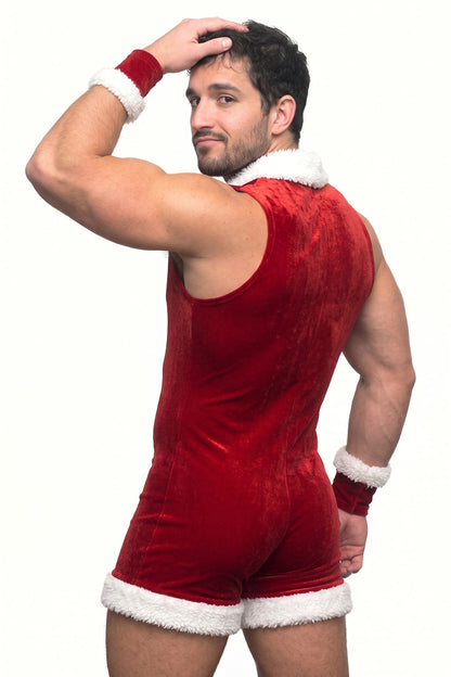 Joy-lgbt Kringle Velvet Zip Romper — Red