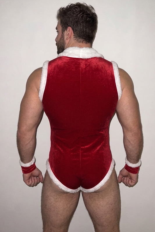 Joy-lgbt Kringle Velvet High-Leg Bodysuit — Red