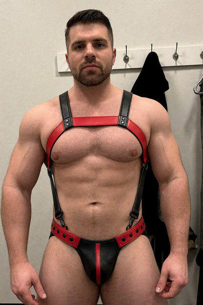 Joy-lgbt Redline Bar Harness & Jock — Black & Red