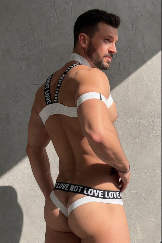 Joy-lgbt Vantage Logo Harness & Brief — All White
