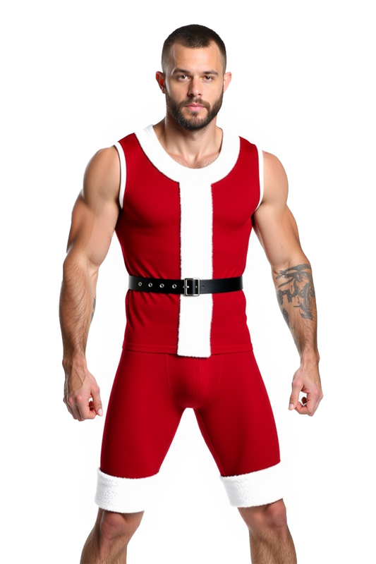Joylgbt's Men's Athletic Santa Costume Tank & Shorts Set