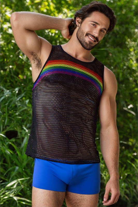 Men's Rainbow Mesh Tank Top