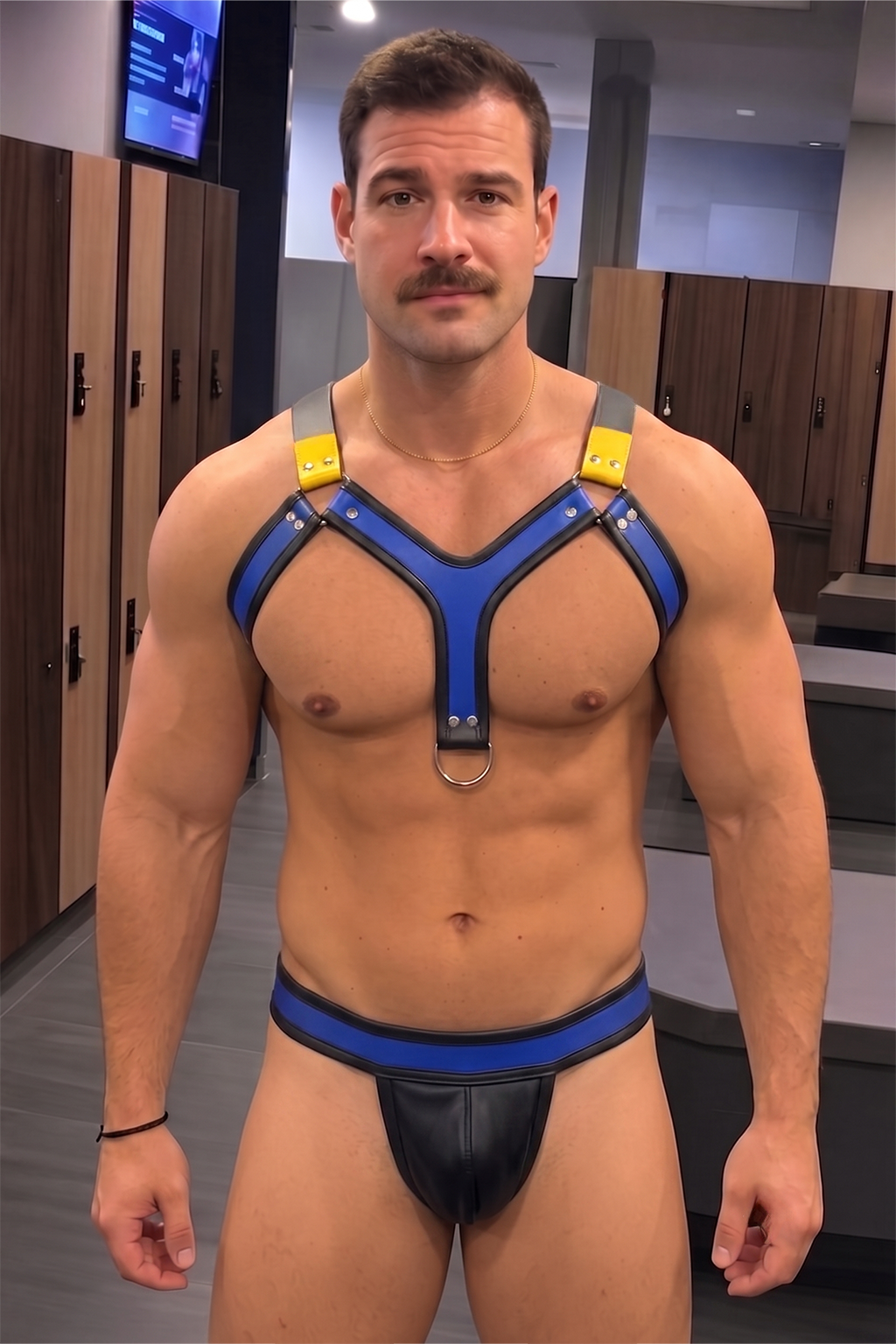 Joylgbt Men’s Blue Black Yellow Contrast Harness Set