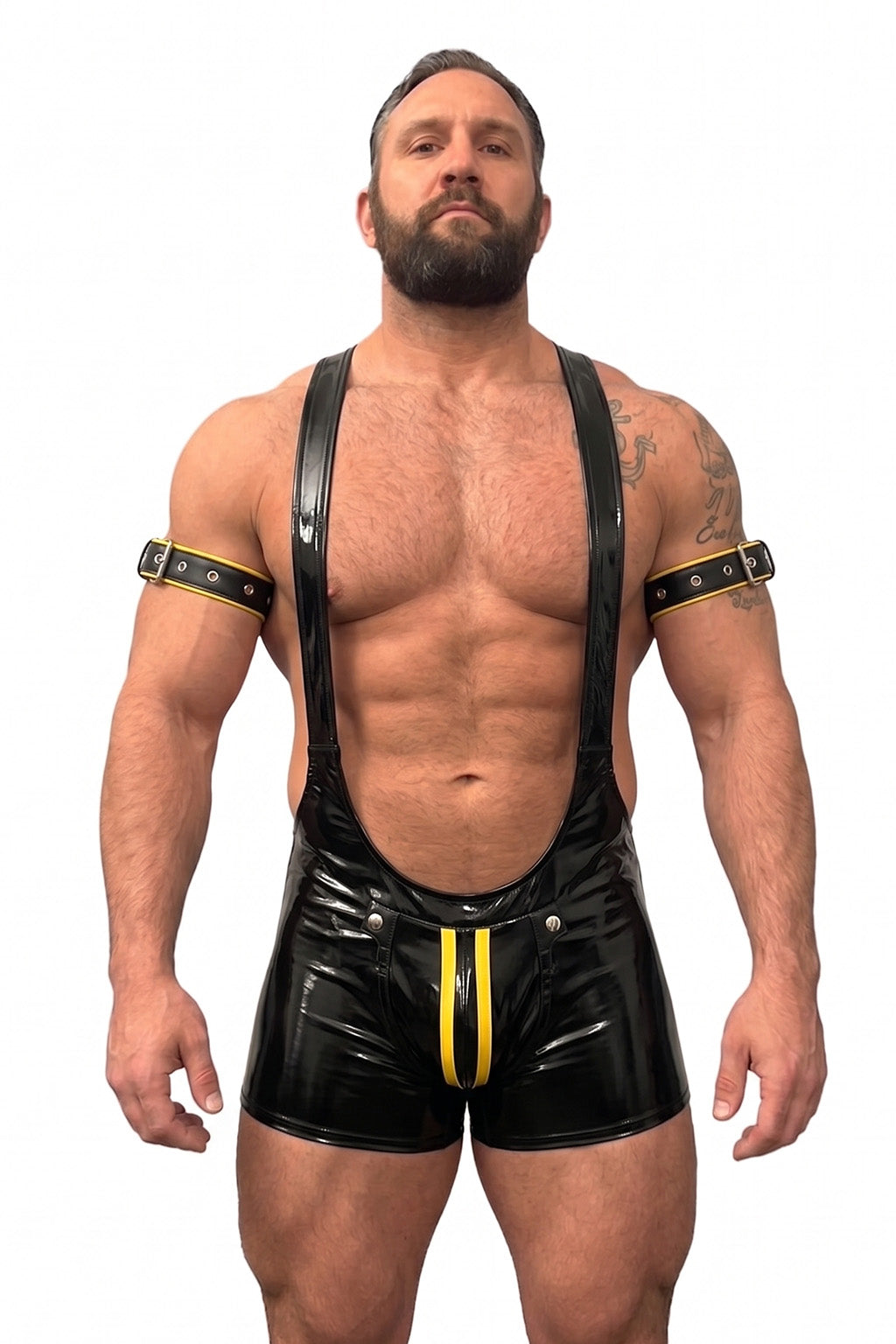 Joy-lgbt Men’s Black Glossy Deep-Cut Singlet Shorts