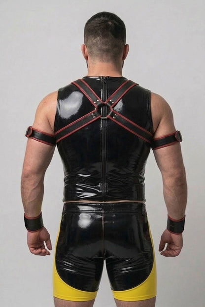 Joy-lgbt Black Yellow Glossy Sleeveless Sets