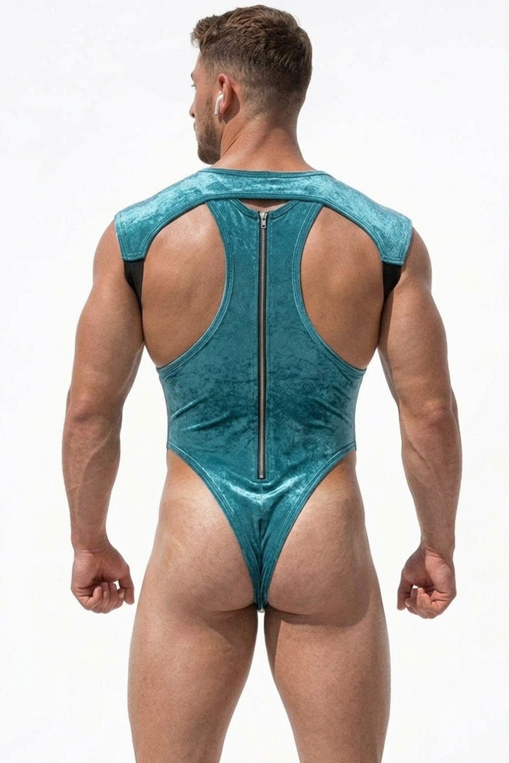Joy-lgbt Teal Glossy Cut-Out High-Cut Bodysuit