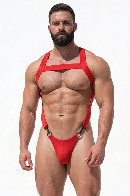 Joy-lgbt Red Elastic Webbing Harness Set