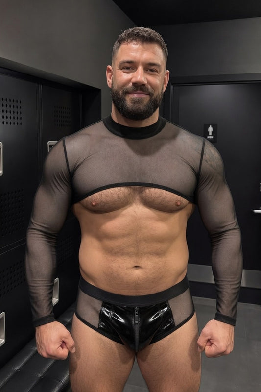 Joy-lgbt Vapor Mesh Long-Sleeve & Zip Trunk — Black