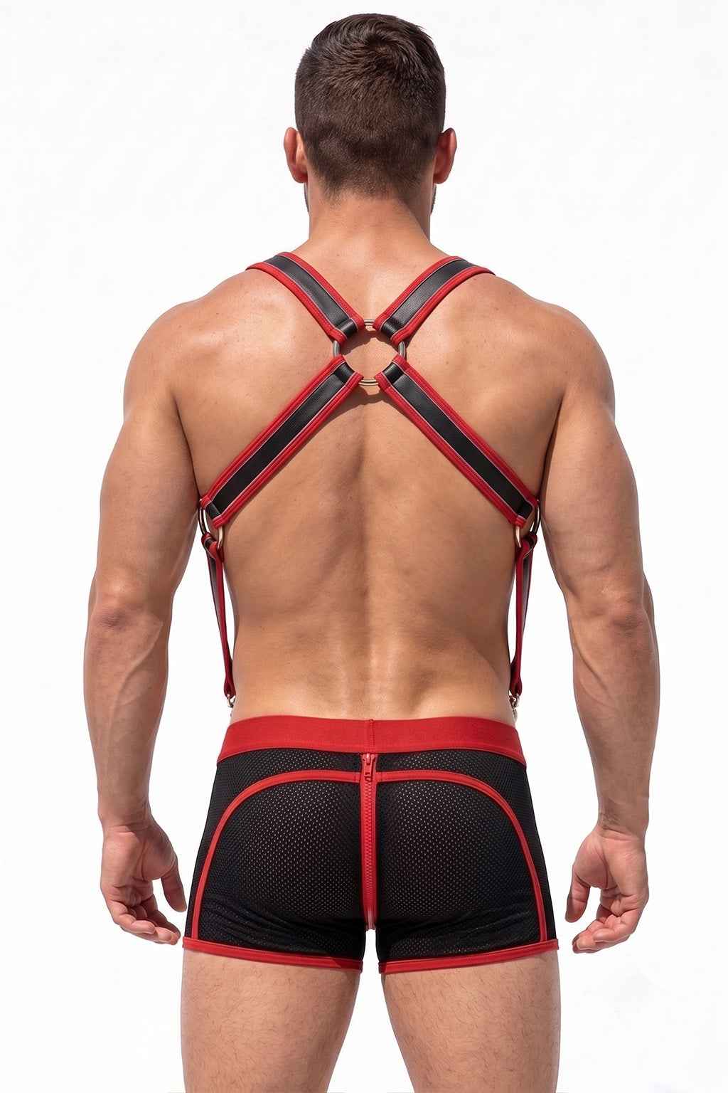 Joy-lgbt Men’s Blue Black Harness Mesh Shorts Set