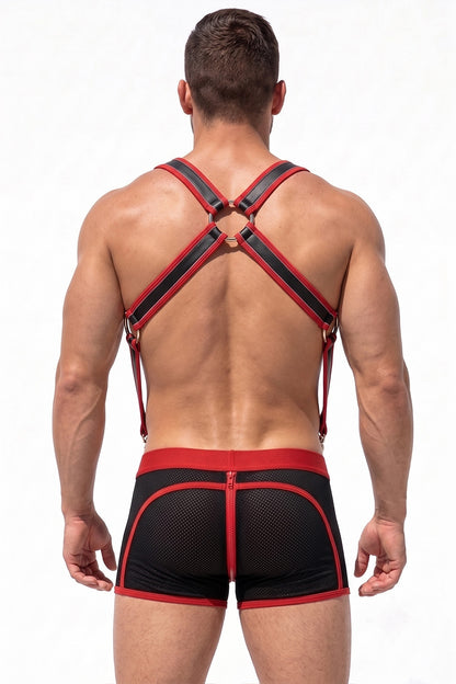 Joy-lgbt Men’s Blue Black Harness Mesh Shorts Set
