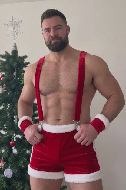 Joy-lgbt Yule Velvet Short & Brace Set — Red