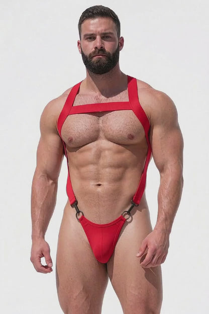 Joy-lgbt Red Elastic Webbing Harness Set
