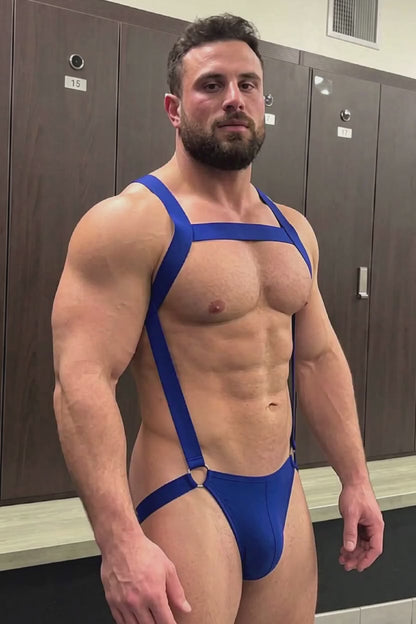 Joy-lgbt Men’s Blue Minimal Harness Brief Set
